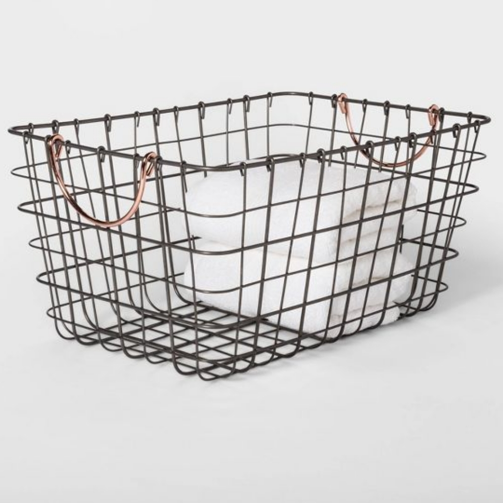 NWOT THRESHOLD Wire Basket with Copper Han…